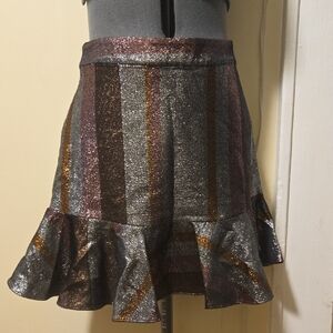 10 Crosby Derek Lam Brown Sequin Ruffled Mini Skirt
